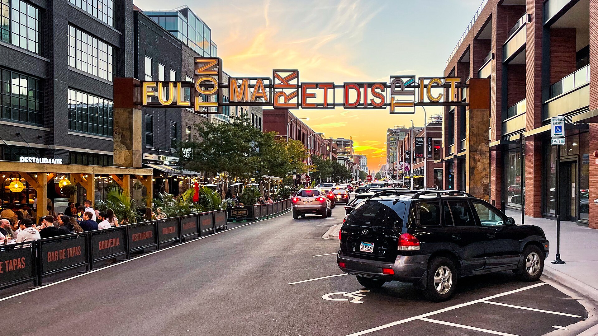 Fulton Market streetscape in Chicago, where Berenjak Chicago is opening at Soho House