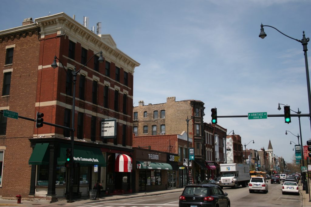 Illustrative photo of the Armitage and Halsted intersection in Lincoln Park, Chicago, not Esmero