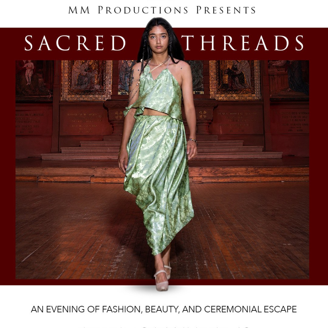 Sacred Threads fashion night promotional art for MM Productions at Epiphany Catacombs