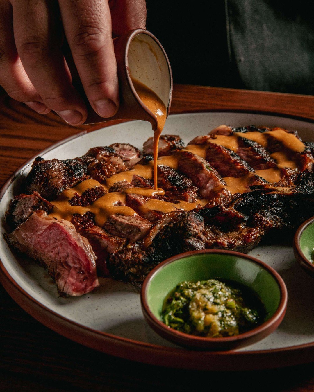 Banchet Awards 2027 finalist Brasero 45-day dry-aged bone-in ribeye with mushroom au poivre