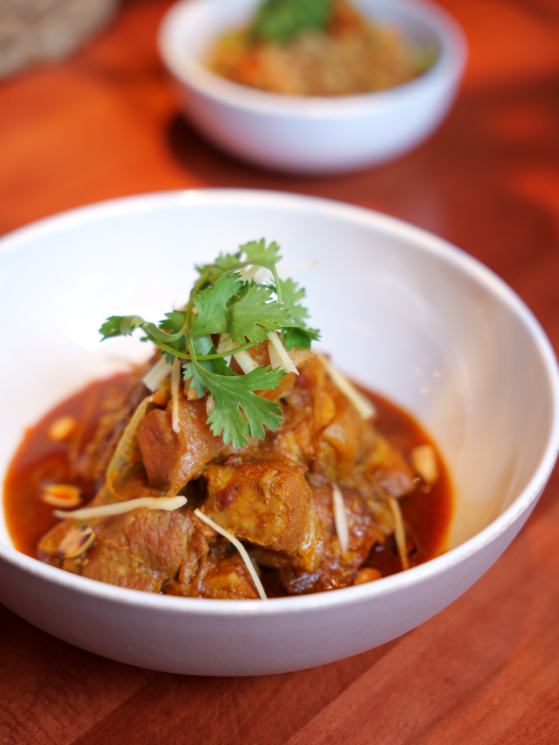 Chiang Mai Night Bazaar gaeng hung lay Northern Thai pork curry with ginger and cilantro