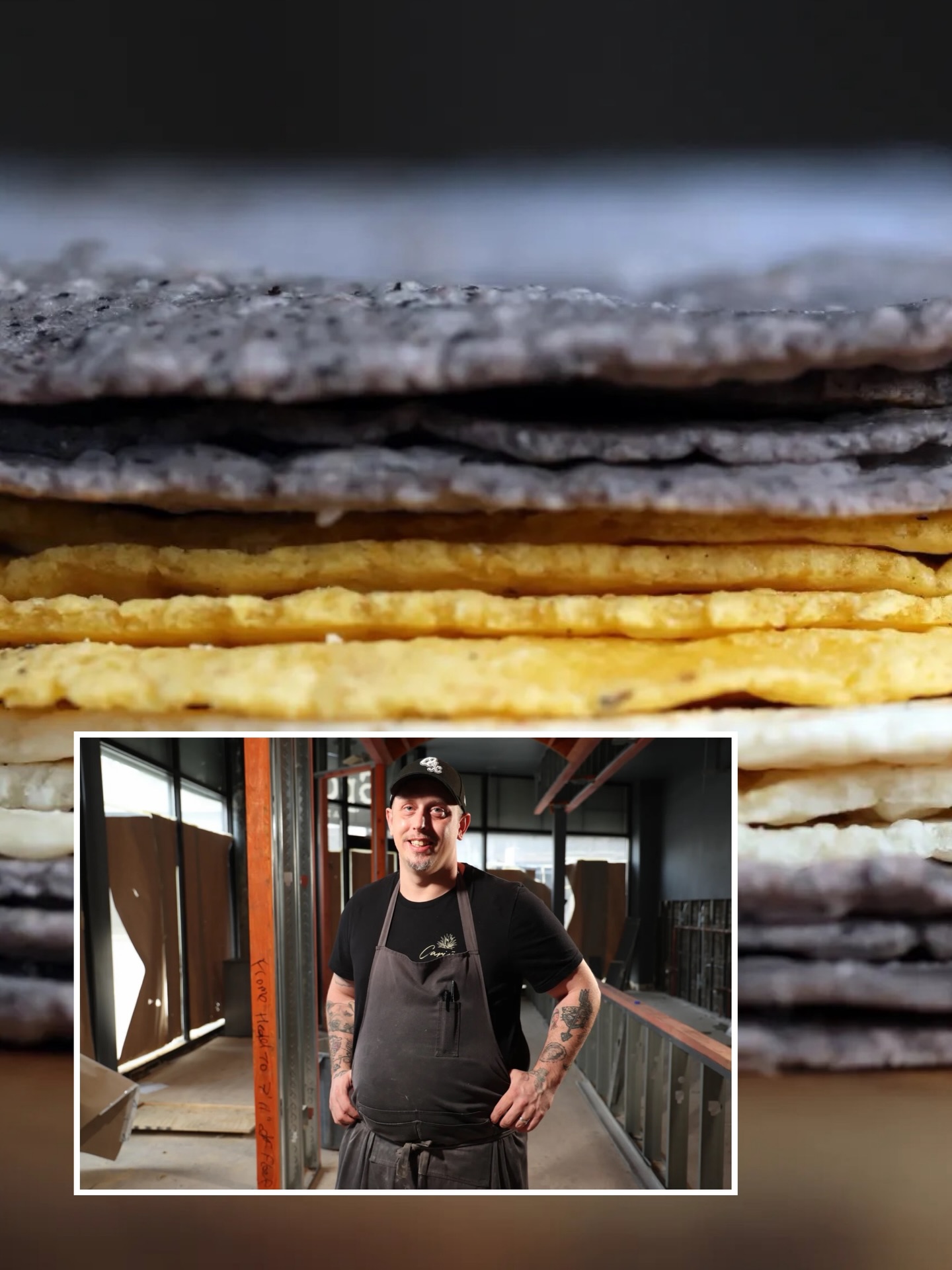 Molino Los Hermanos Chicago chef Norman Fenton in the Broadway build-out with heirloom tortillas
