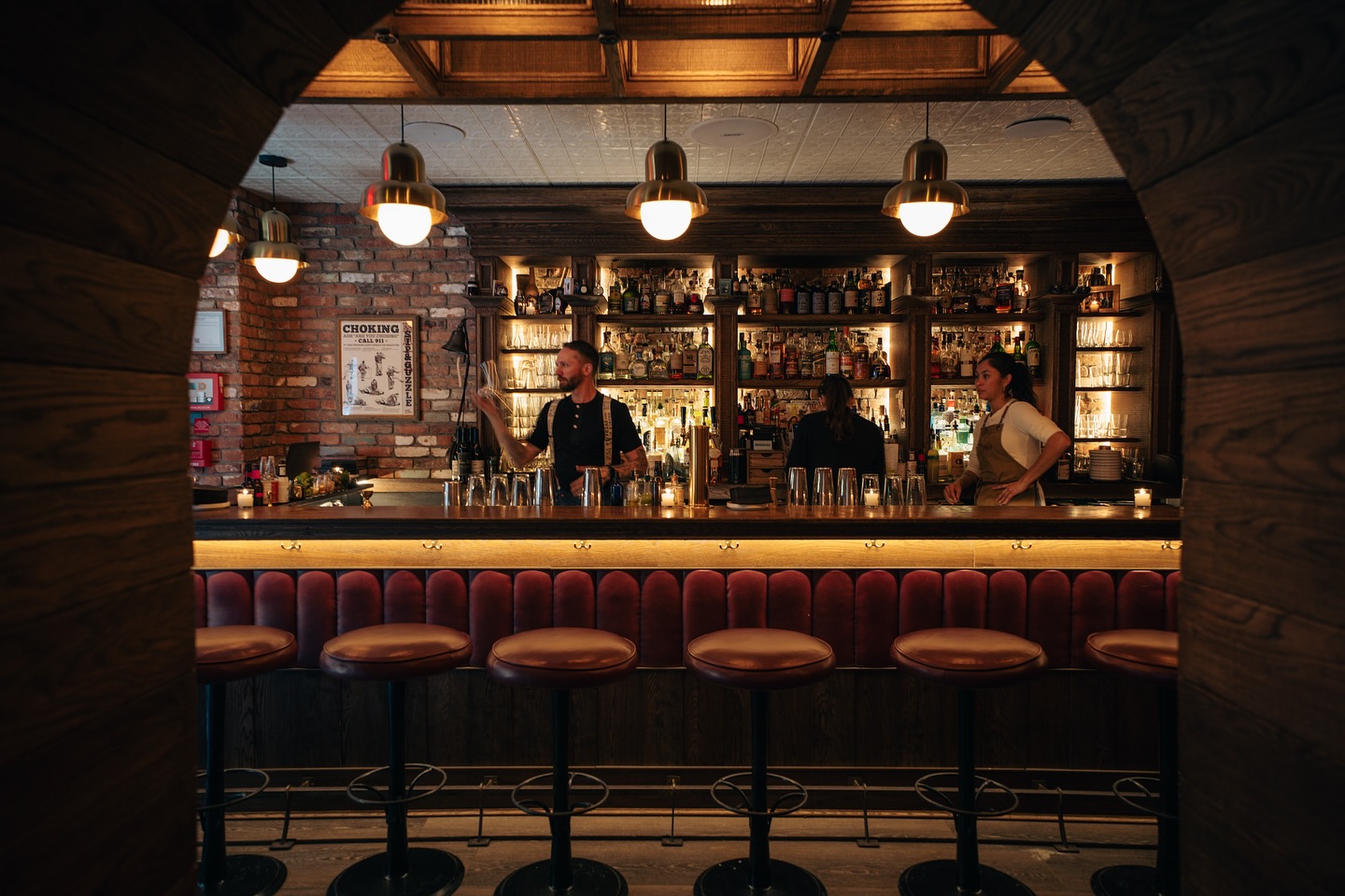 The bar room at Sip & Guzzle in Greenwich Village, New York